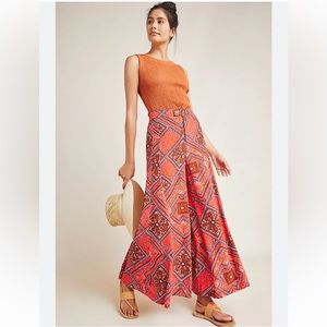 Anthropologie Wide Leg Pants Floral Print Size 4